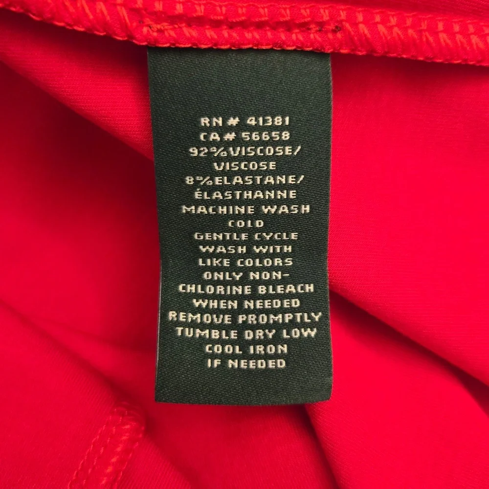 Lauren Ralph Lauren Tie-front sleeveless Jersey Sheath Dress Red 1X Minimalist - Picture 10 of 10